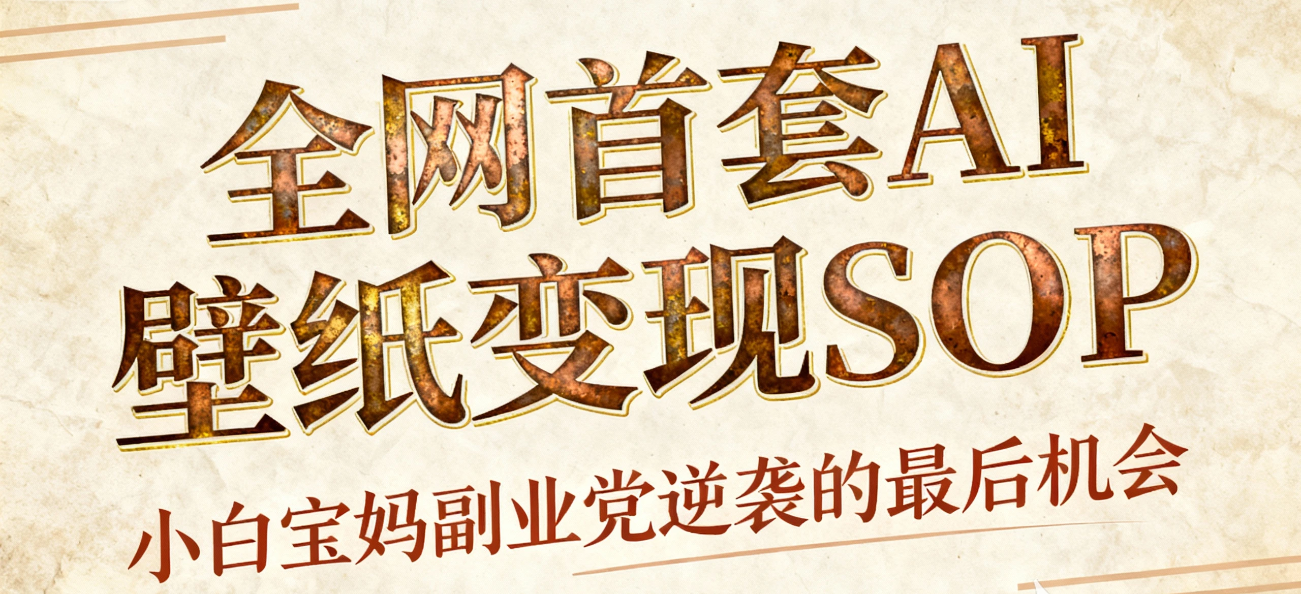 【精】AI+国潮+招财+壁纸  AI+新玩法轻松创作，每天三分钟，矩阵十个号 日入1000+ 超过主业N倍