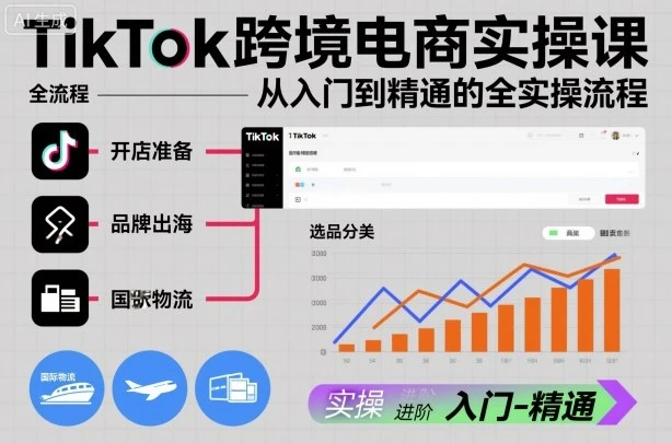 【精】TikTok跨境电商实操课，从入门到精通的全实操流程