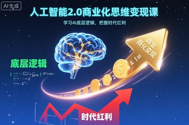 【精】人工智能2.0商业化思维变现课，学习AI底层逻辑，把握时代红利