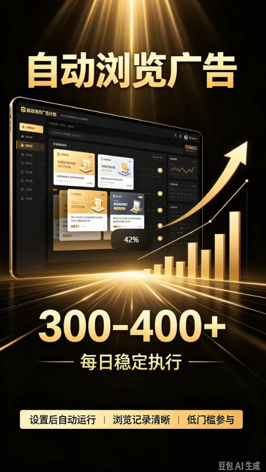 自动浏览广告计划，0门槛副业，日入300-400，躺賺稳定风口项目，无需人工操作，解放双手【揭秘】