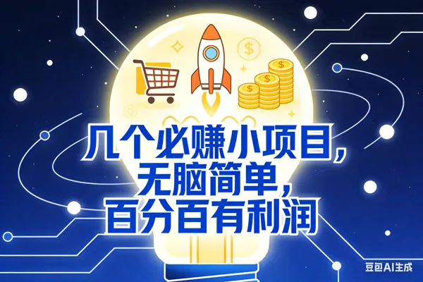 （18216期）几个必赚钱的小项目，百分百赚米，无脑简单，副业首选，日入600+