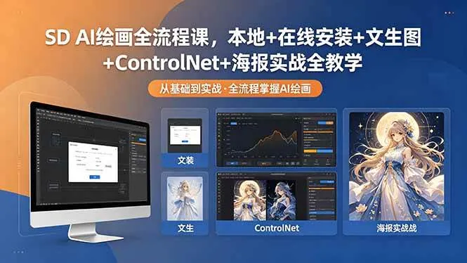 (18453期)SD AI绘画全流程课,本地+在线安装+文生图+ControlNet+海报实战全教学 (18453期)SD AI绘画全流程课,本地+在线安装+文生图+ControlNet+海报实战全教学