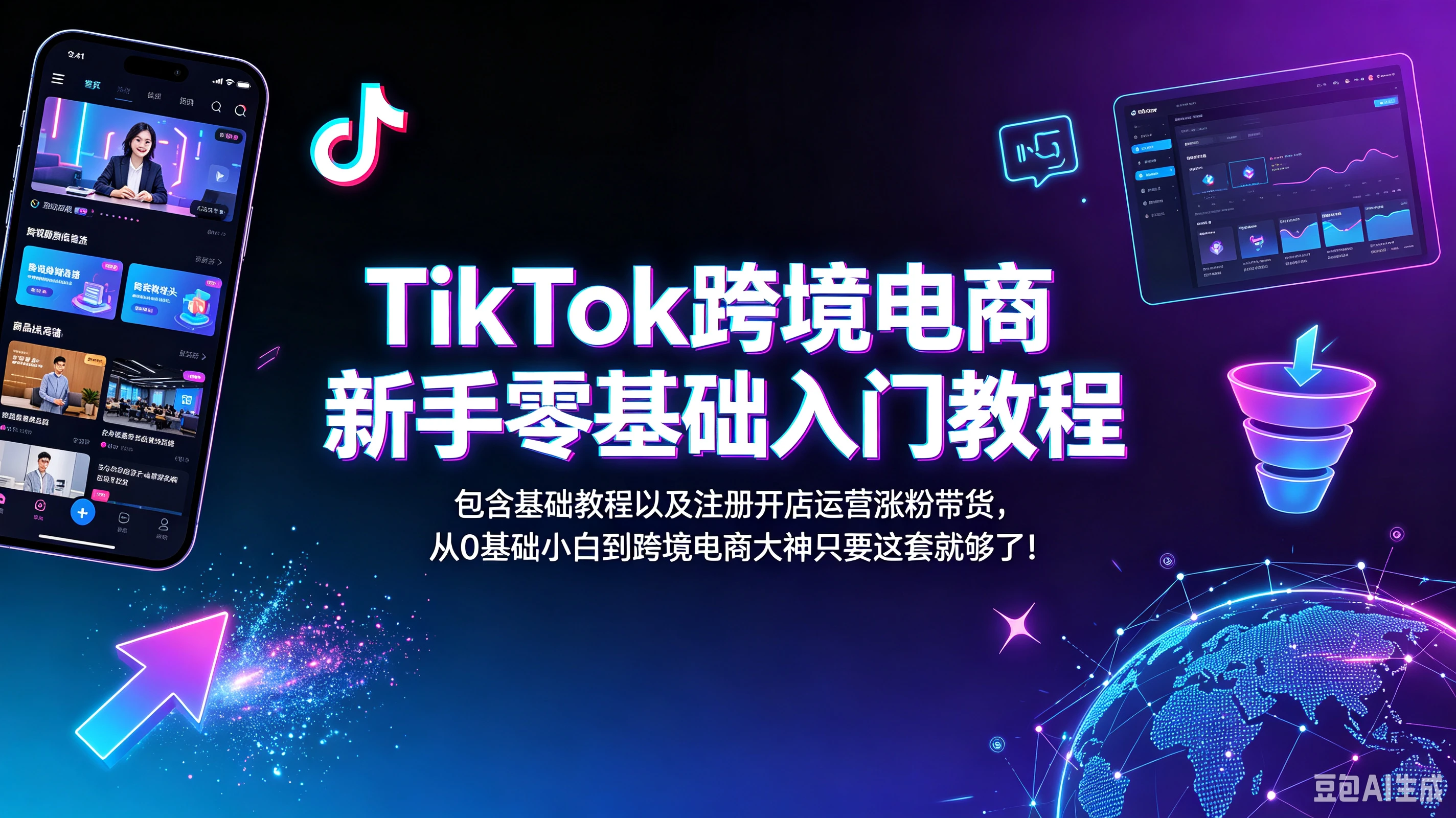 【精】TikTok跨境电商新手零基础入门教程，包含基础教程以及注册开店运营涨粉带货，从0基础小白到跨境电商大神只要这套就够了！