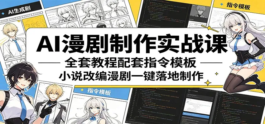 AI漫剧制作实战课:全套教程配套指令模板,小说改编漫剧一键落地制作 AI漫剧制作实战课:全套教程配套指令模板,小说改编漫剧一键落地制作