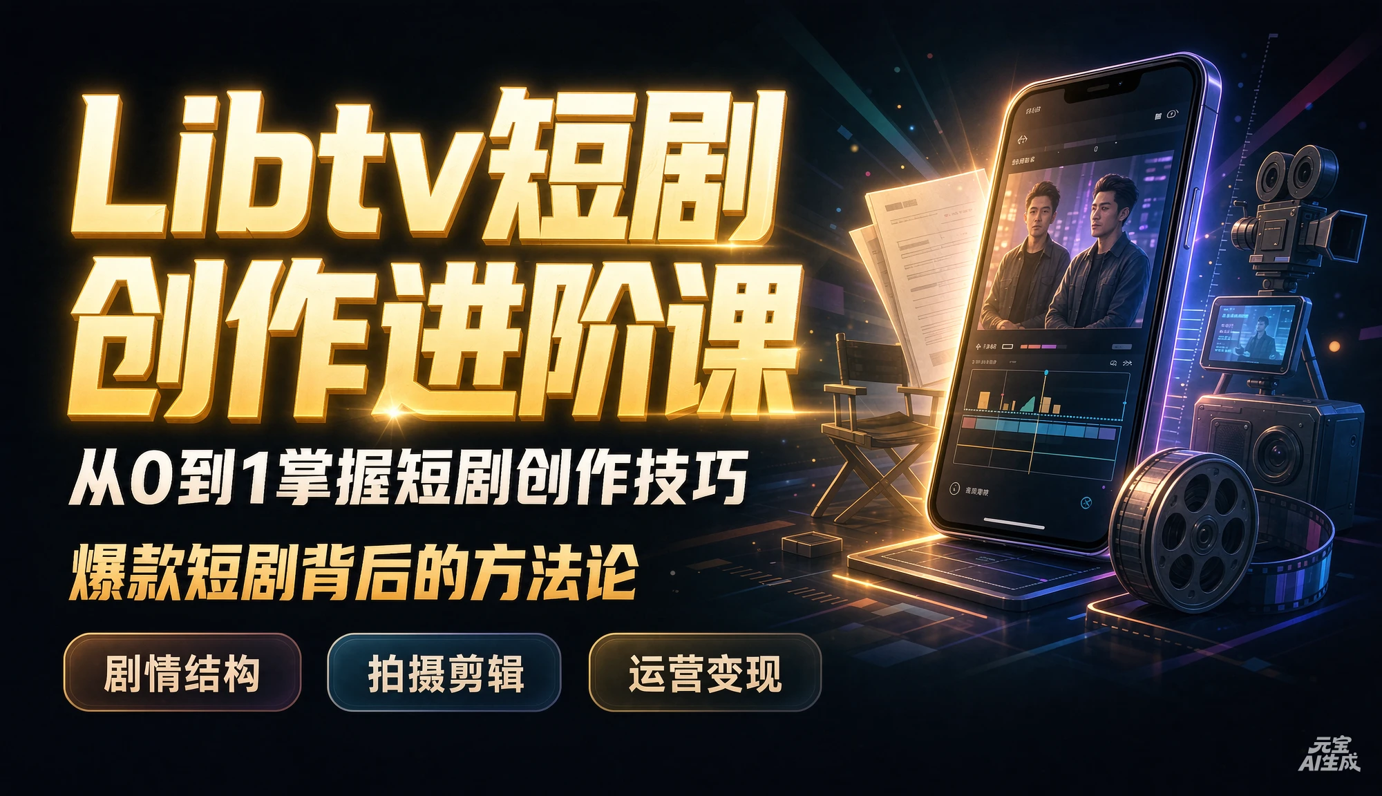 【精】Libtv短剧创作进阶课，搭建一套成熟标准化AI短剧制作工作流，带你从素材创作走向专业镜头叙事
