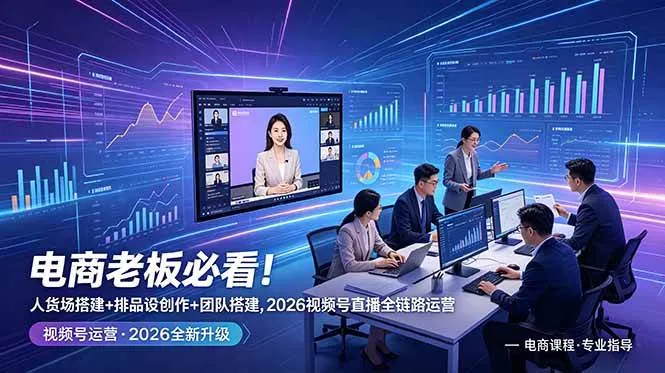 （18845期）电商老板必看！人货场搭建+排品设计+素材创作+团队搭建，2026视频号直播全链路运营