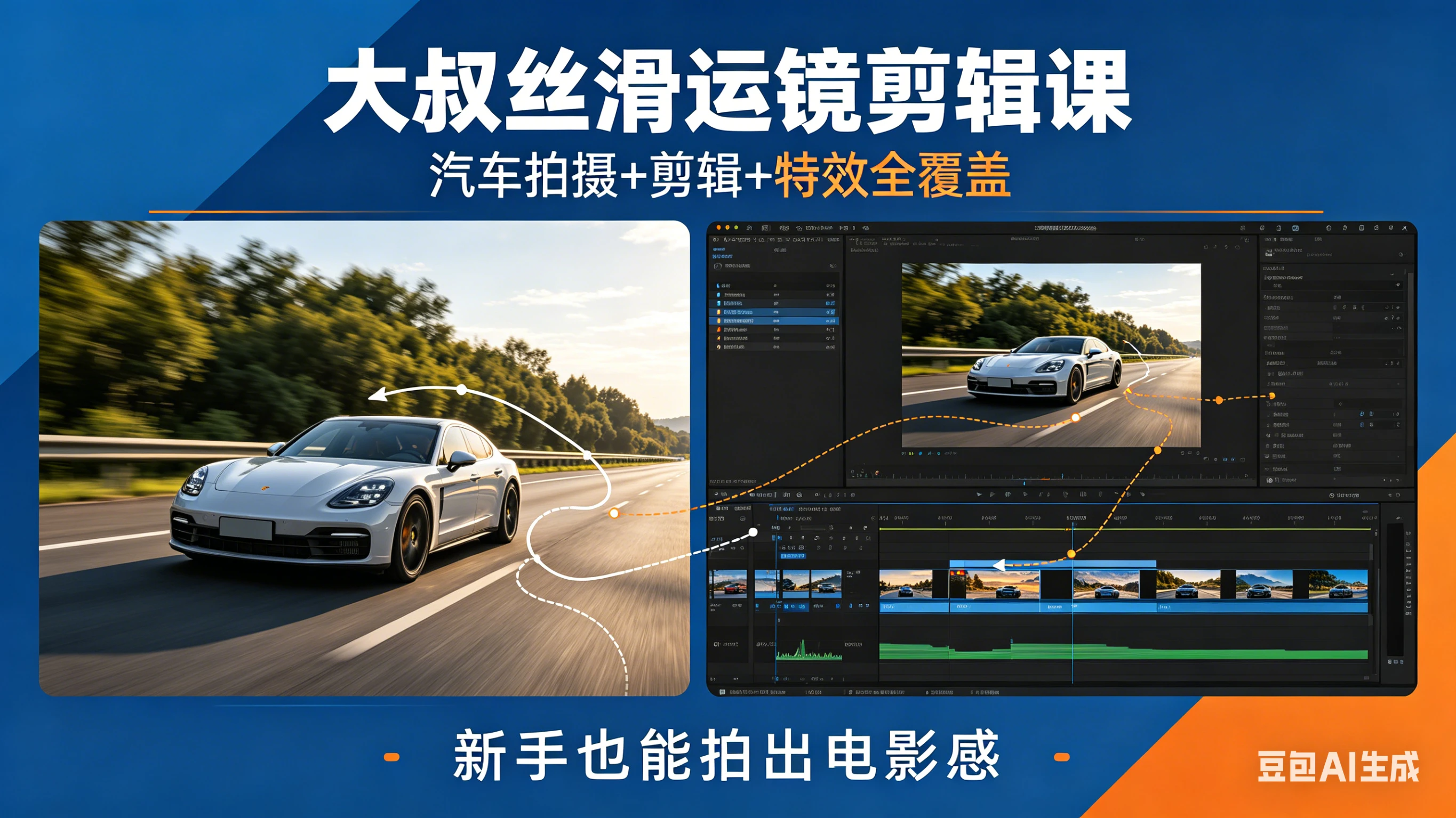 【精】大叔丝滑运镜剪辑课,汽车拍摄+剪辑+特效全覆盖,新手也能拍出电影感 【精】大叔丝滑运镜剪辑课,汽车拍摄+剪辑+特效全覆盖,新手也能拍出电影感
