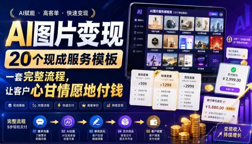 (19395期)AI图片变现,20个现成服务模板,一套完整流程,让客户心甘情愿地付钱【原创双语字幕】
