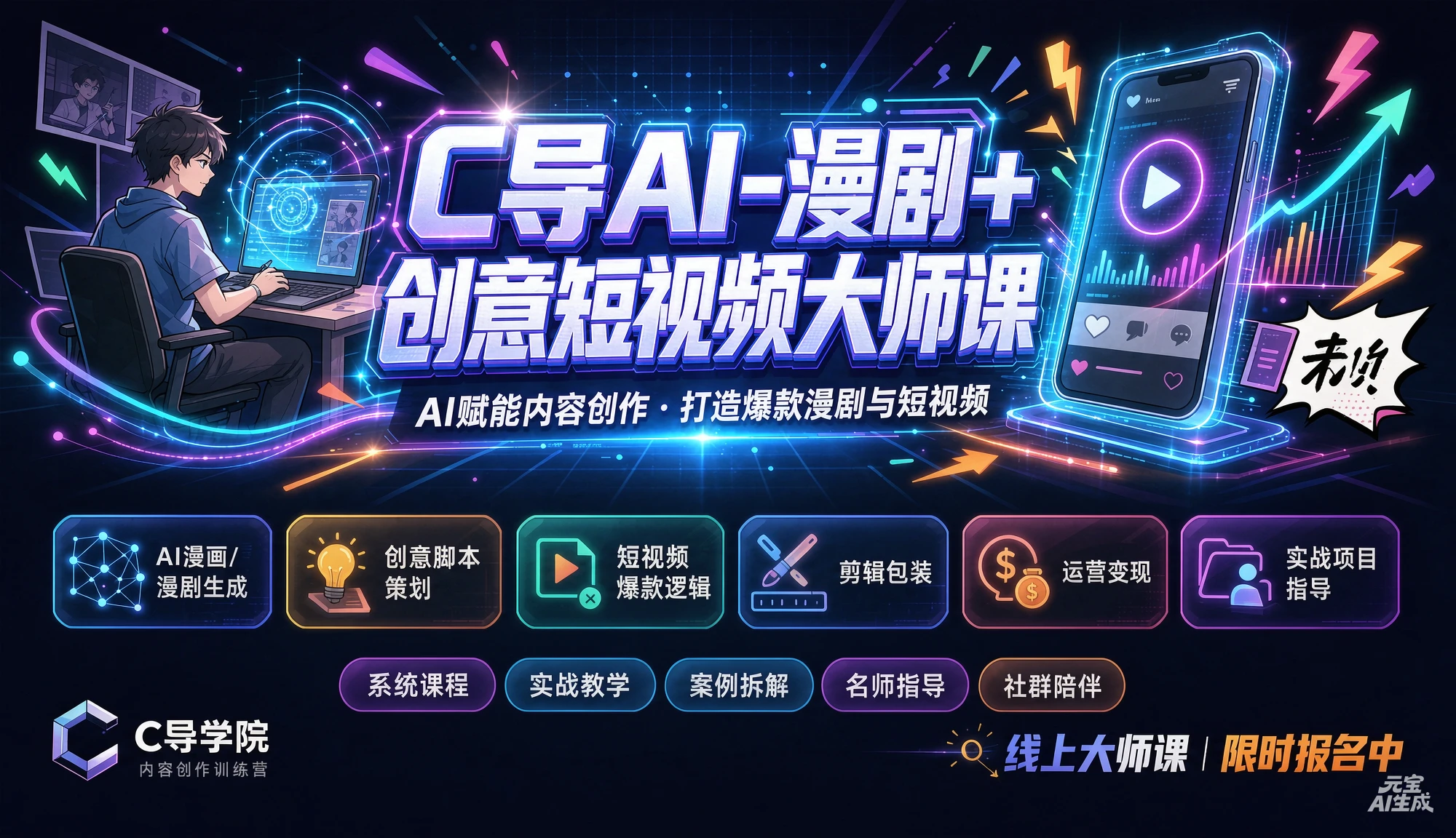 【精】C导AI-漫剧+创意短视频大师课，AI赋能内容创作·打造爆款漫剧与短视频