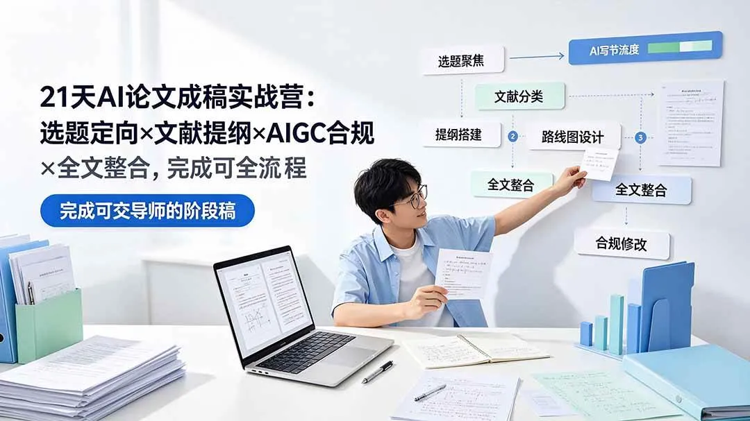 (19334期)21天AI论文成稿实战营:选题定向×文献提纲×AIGC合规×全文整合,完成可交导师的阶段稿 (19334期)21天AI论文成稿实战营:选题定向×文献提纲×AIGC合规×全文整合,完成可交导师的阶段稿