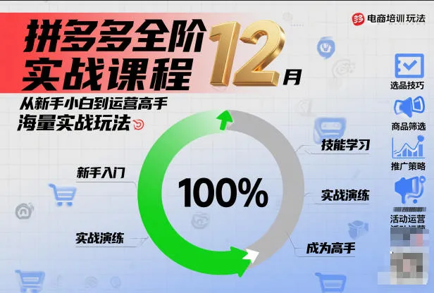 拼多多全阶实战课程12月,从新手小白到运营高手,海量实战玩法 拼多多全阶实战课程12月,从新手小白到运营高手,海量实战玩法