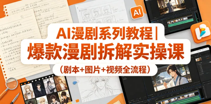 AI漫剧系列教程｜爆款漫剧拆解实操课（剧本+图片+视频全流程）