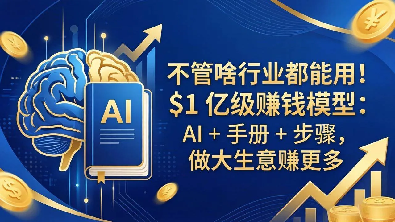 (18055期)不管啥行业都能用!$1 亿级赚钱模型:AI + 手册 + 步骤,做大生意赚更多