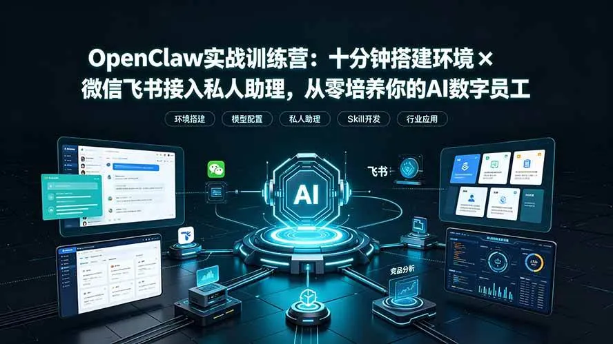 (19287期)OpenClaw实战特训营:十分钟搭建环境×微信飞书接入私人助理,从零培养你的AI数字员工 (19287期)OpenClaw实战特训营:十分钟搭建环境×微信飞书接入私人助理,从零培养你的AI数字员工