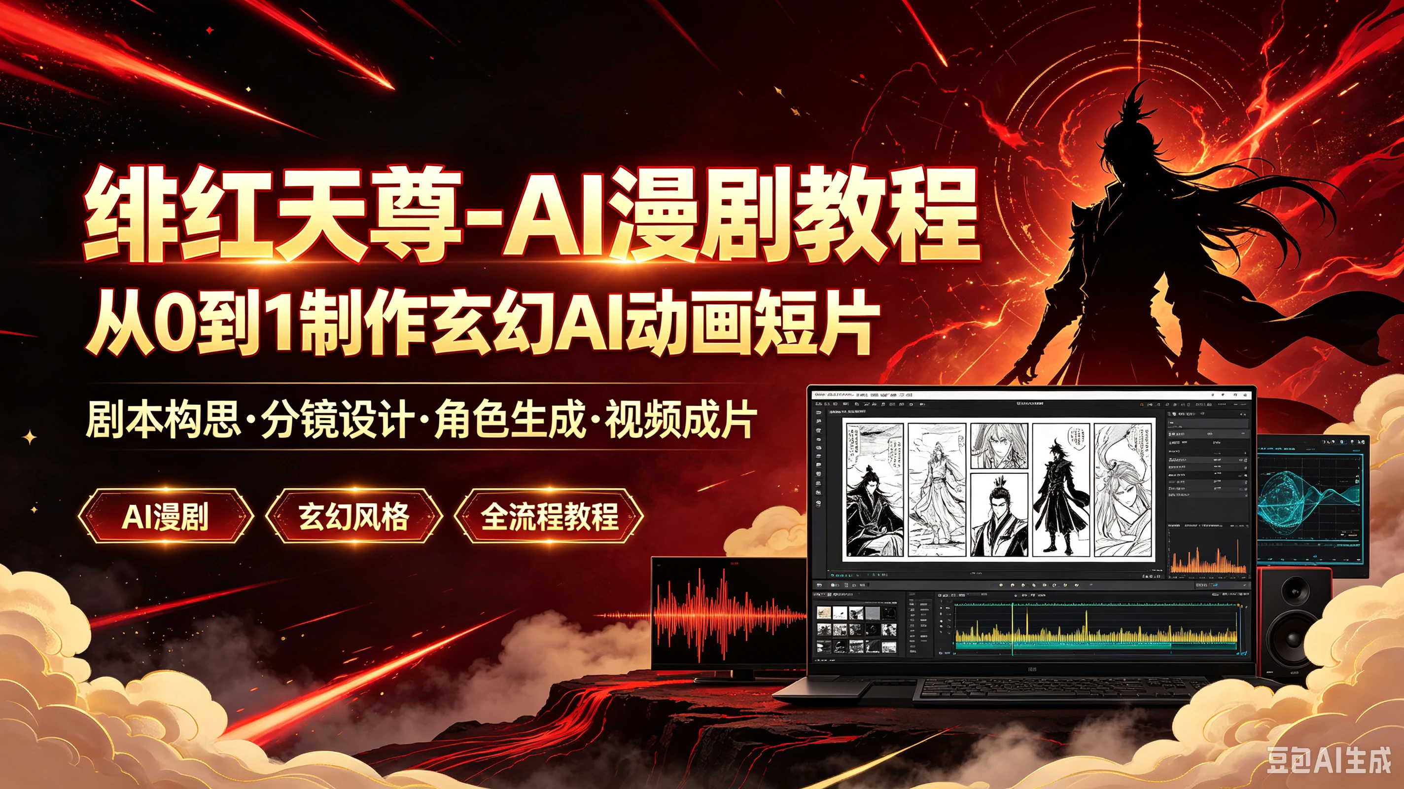 【精】绯红天尊-AI漫剧教程从O到1制作玄幻AI动画短片,剧本构思·分镜设计·角色生成·视频成片 【精】绯红天尊-AI漫剧教程从O到1制作玄幻AI动画短片,剧本构思·分镜设计·角色生成·视频成片