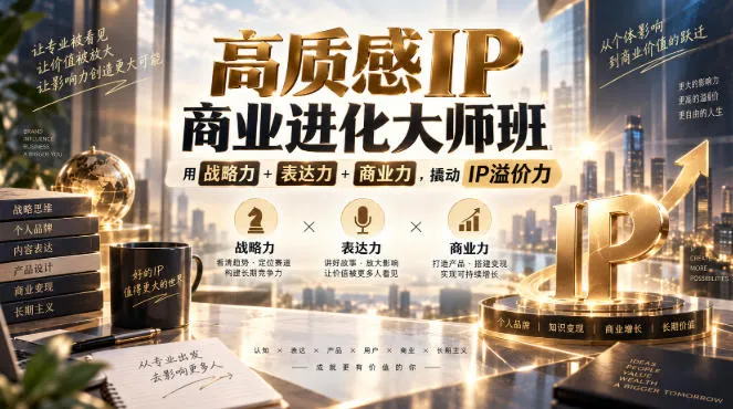 【精】高质感IP商业进化大师班，用战略力+表达力+商业力，撬动IP溢价力
