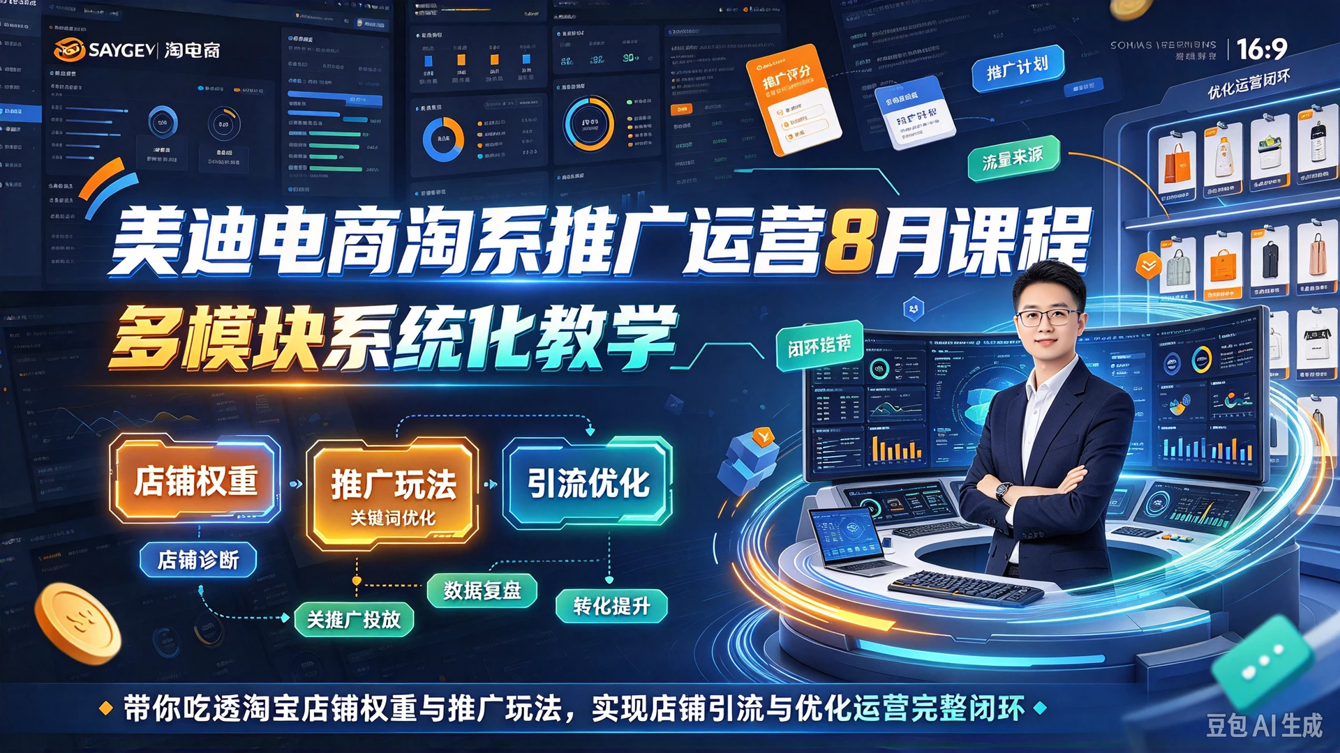 【精】美迪电商淘系推广运营8月课程,多模块系统化教学,带你吃透淘宝店铺权重与推广玩法,实现店铺引流与优化运营完整闭环