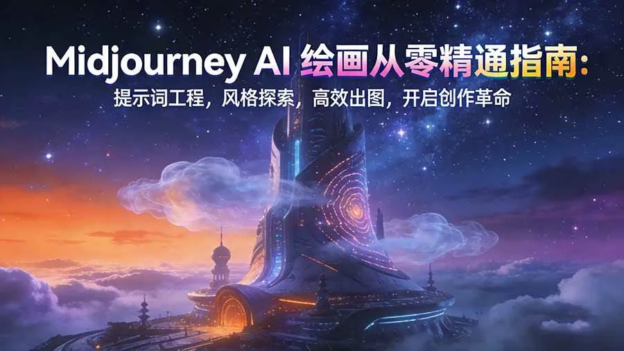 （17118期）Midjourney AI绘画从零精通指南：提示词工程，风格探索，高效出图，开启创作革命