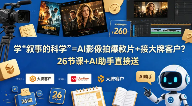 学《叙事的科学》=AI影像拍爆款片+接大牌客户？26节课+AI助手直接送【原创双语字幕】