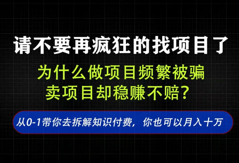 找项目？别傻了！卖项目才是真的一本万利！看完你全都懂了【揭秘】