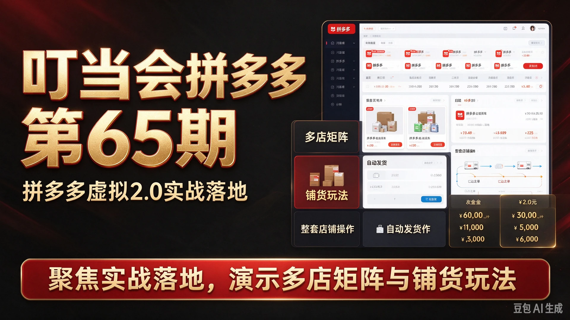 【精】叮当会拼多多第65期拼多多虚拟2.0聚焦实战落地，讲解多店矩阵与铺货玩法，演示自动发货等整套店铺操作