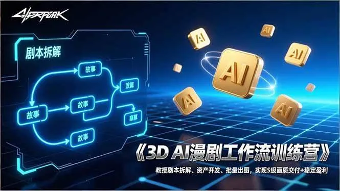 (17276期)3D AI漫剧工作流训练营:教授剧本拆解、资产开发、批量出图,实现S级画质交付+稳定盈利