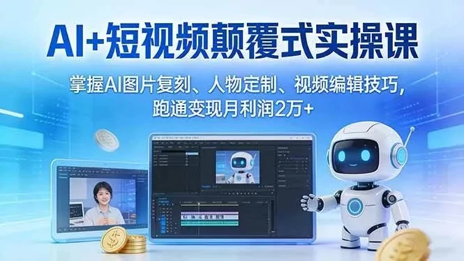 【精】AI+短视频颠覆式实操课:掌握AI图片复刻、人物定制、视频编辑技巧,跑通变现月利润2万+ 【精】AI+短视频颠覆式实操课:掌握AI图片复刻、人物定制、视频编辑技巧,跑通变现月利润2万+