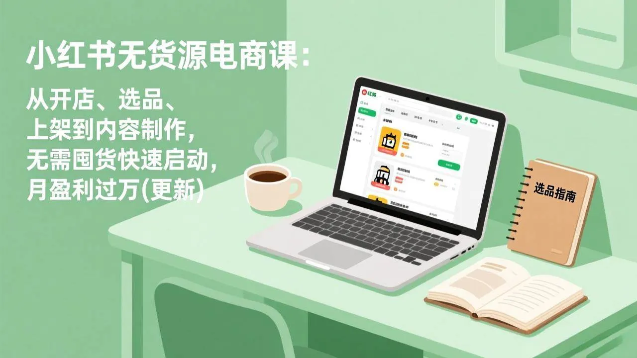 （18420期）小红书无货源电商课(5月12更新)：从开店、选品、上架到内容制作，无需囤货快速启动，月盈利过万