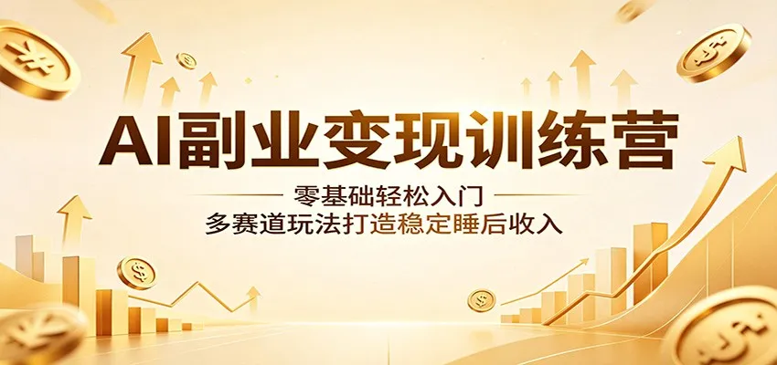 AI副业变现训练营:零基础轻松入门,多赛道玩法打造稳定睡后收入 AI副业变现训练营:零基础轻松入门,多赛道玩法打造稳定睡后收入