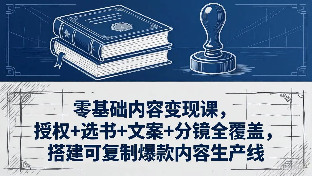 （18243期）零基础内容变现课，授权+选书+文案+分镜全覆盖，搭建可复制爆款内容生产线