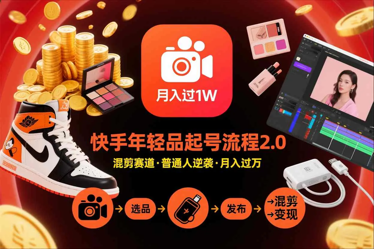 快手短视频带货年轻品起号流程2.0,快手年轻品混剪赛道,普通人也能月入过1W 快手短视频带货年轻品起号流程2.0,快手年轻品混剪赛道,普通人也能月入过1W
