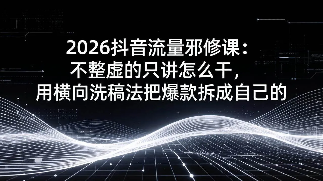 （17725期）2026抖音流量邪修课：不整虚的只讲怎么干，用横向洗稿法把爆款拆成自己的