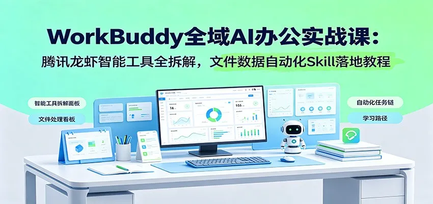 WorkBuddy全域AI办公实战课：腾讯龙虾智能工具全拆解，文件数据自动化Skill落地教程