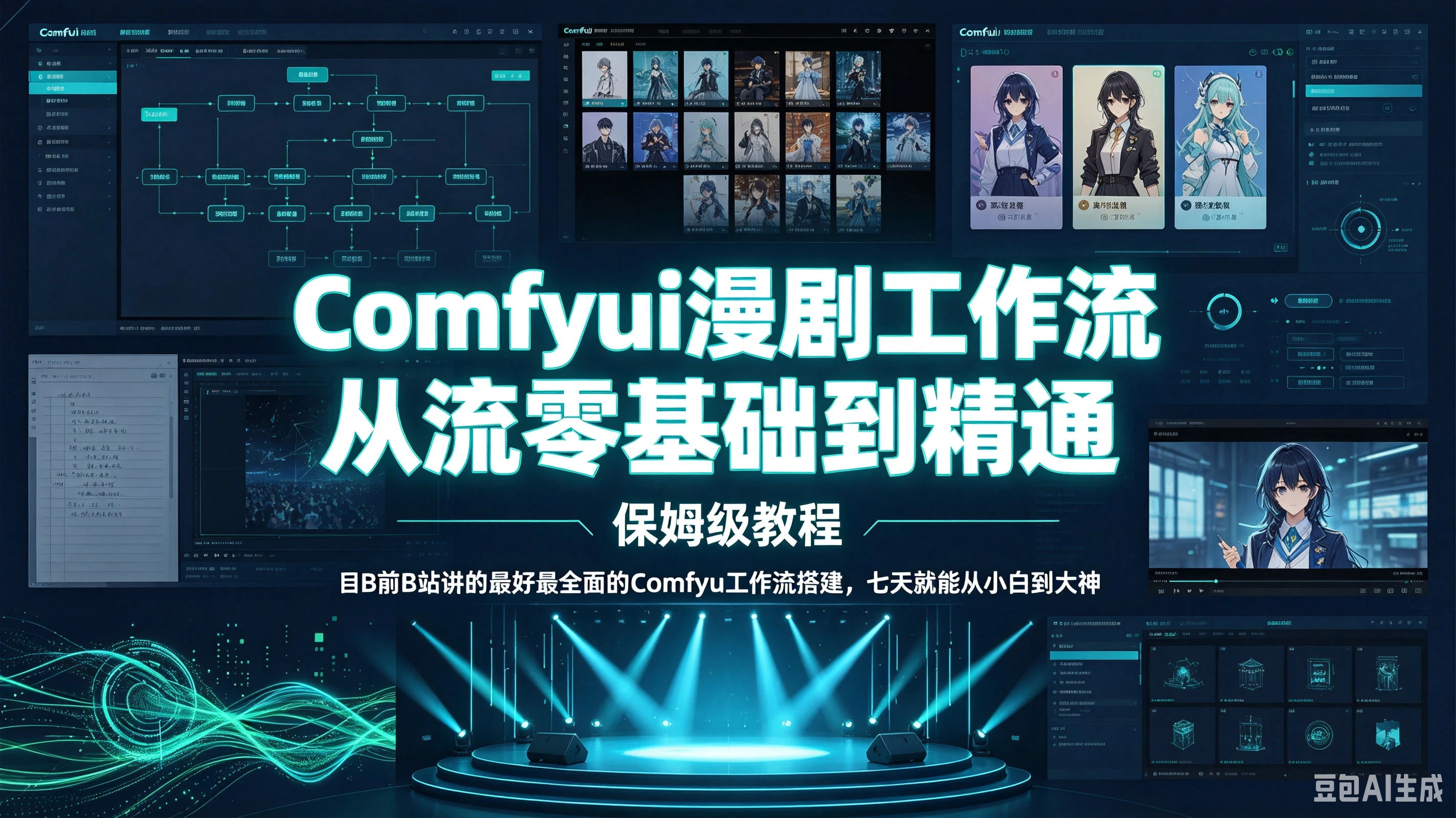 【精】Comfyui漫剧工作流从零基础到精通保姆级教程，目前B站讲的最好最全面的Comfyu工作流搭建，七天就能从小白到大神