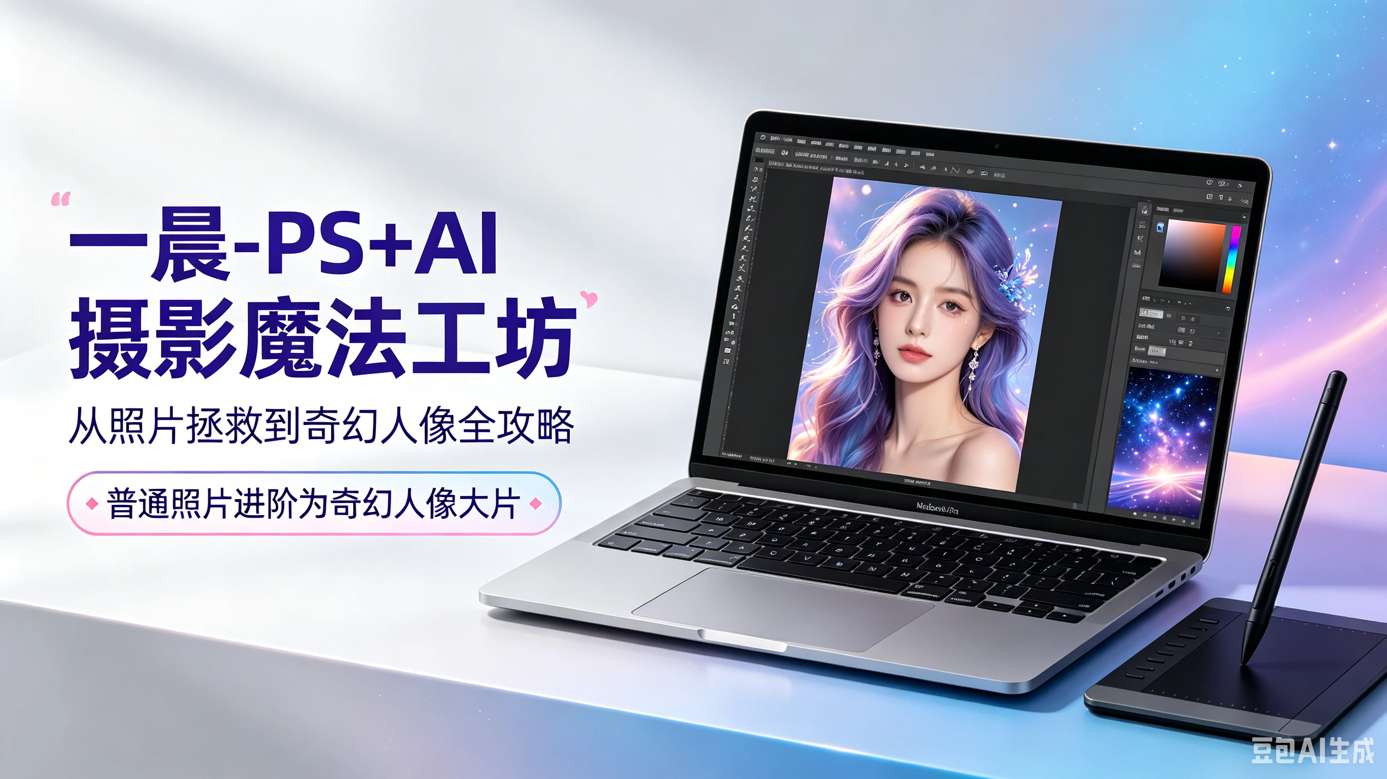 【精】一晨-PS+AI 摄影魔法工坊从照片拯救到奇幻人像全攻略