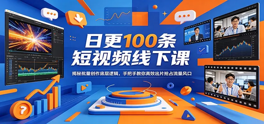 日更100条短视频线下课：揭秘批量创作底层逻辑，手把手教你高效出片抢占流量风口