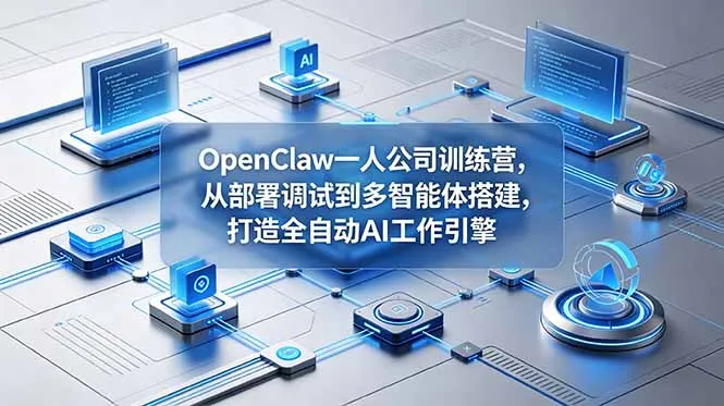 【精】OpenClaw 一人公司训练营,从部署调试到多智能体搭建,打造全自动 AI 工作引擎 【精】OpenClaw 一人公司训练营,从部署调试到多智能体搭建,打造全自动 AI 工作引擎