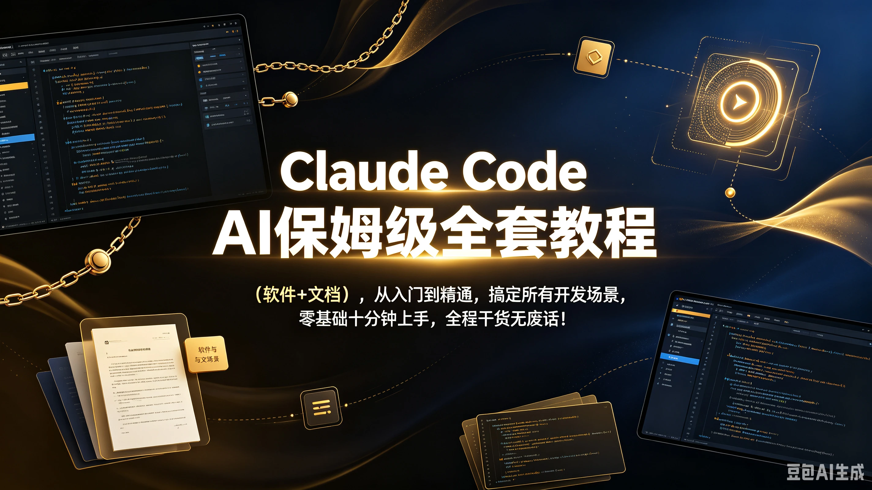 【精】Claude Code保姆级全套教程（软件+文档），从入门到精通，搞定所有开发场景，零基础十分钟上手，全程干货无废话！