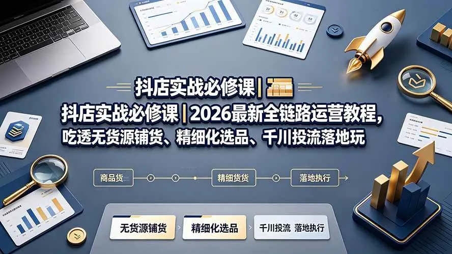 (19549期)抖店实战必修课|2026最新全链路运营教程,吃透无货源铺货、精细化选品、千川投流落地玩法 (19549期)抖店实战必修课|2026最新全链路运营教程,吃透无货源铺货、精细化选品、千川投流落地玩法