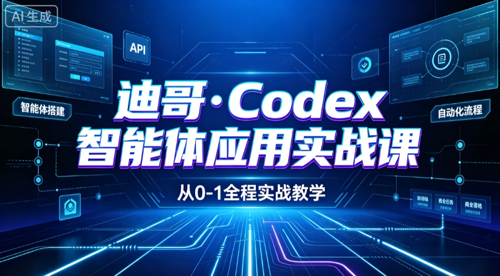 【精】迪哥·Codex智能体应用实战课 从安装配置到智能体小镇架构,涵盖视频创作/数字人/办公提效全技能