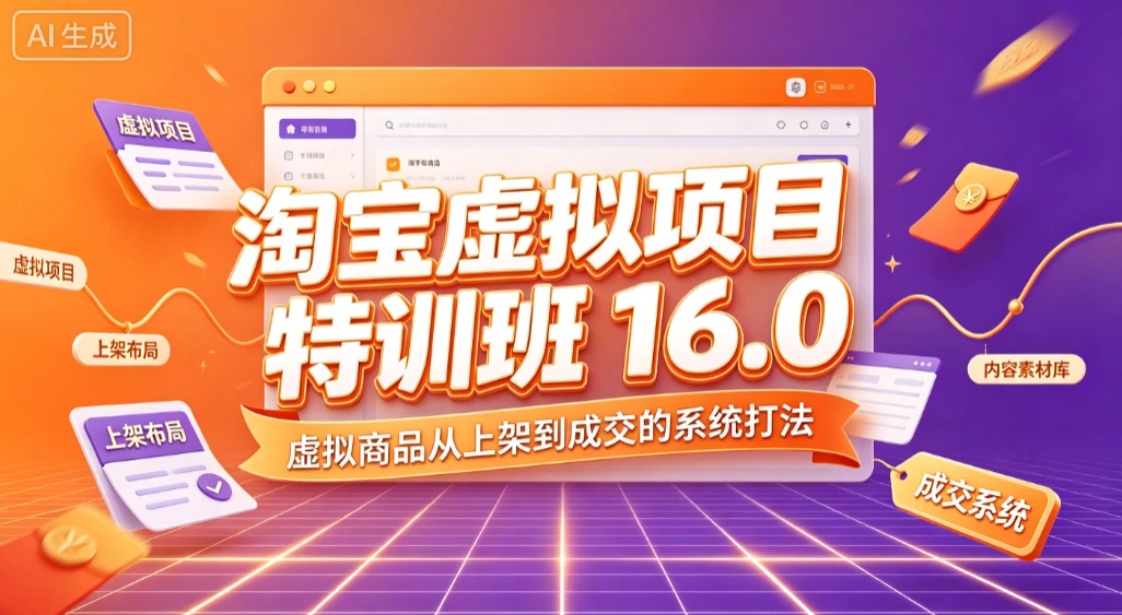 【精】淘宝虚拟项目特训班 16.0,虚拟商品从上架到成交的系统打法