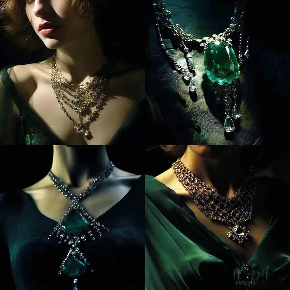 460+专业Midjourney珠宝摄影AI提示词+成效果图，戒指/项链/耳环/手链/宝石/及奢侈配饰等全品类