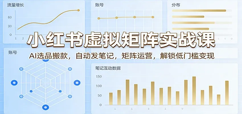 小红书虚拟矩阵实战课:AI选品搬款,自动发笔记,矩阵运营,解锁低门槛变现