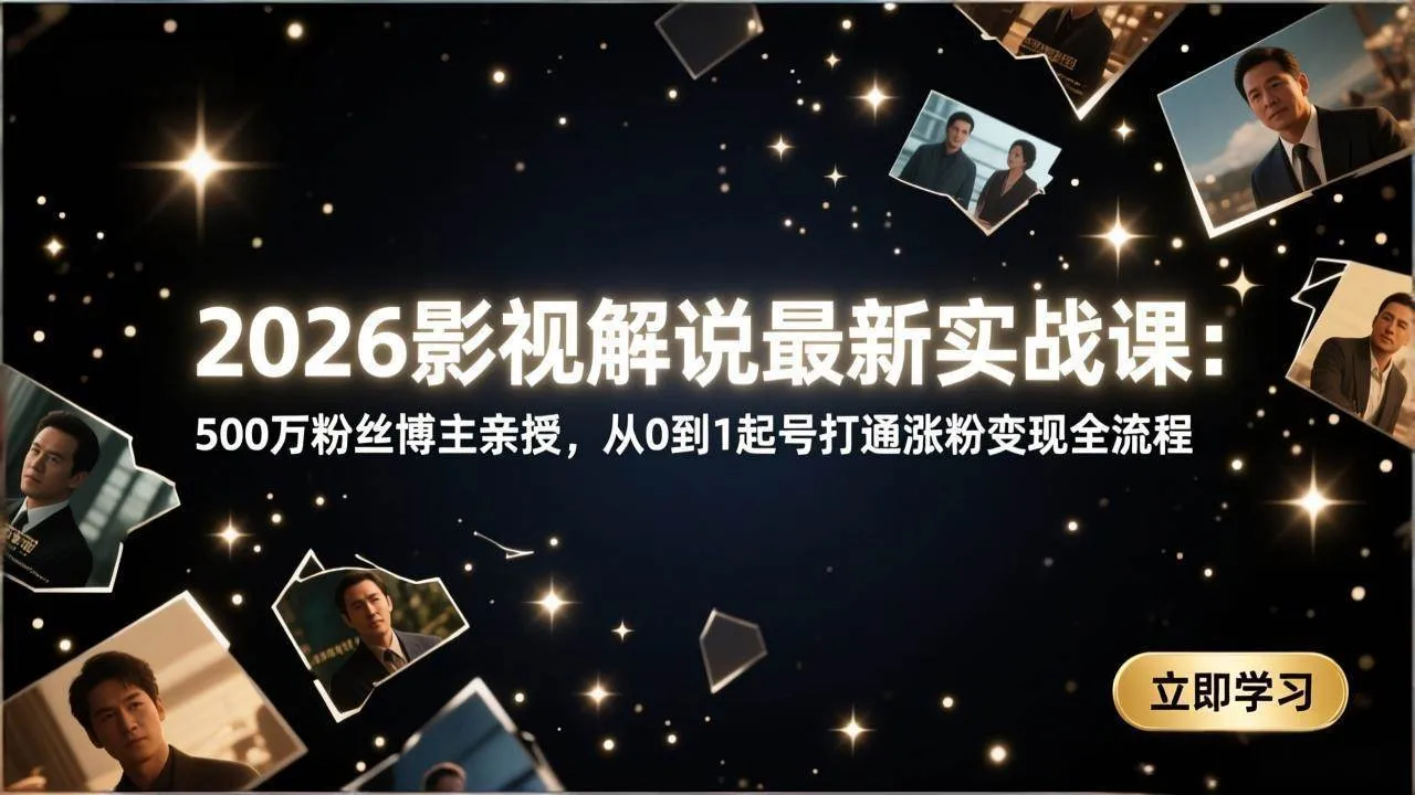 (17530期)2026影视解说最新实战课:500万粉丝博主亲授,从0到1起号打通涨粉变现全流程 (17530期)2026影视解说最新实战课:500万粉丝博主亲授,从0到1起号打通涨粉变现全流程