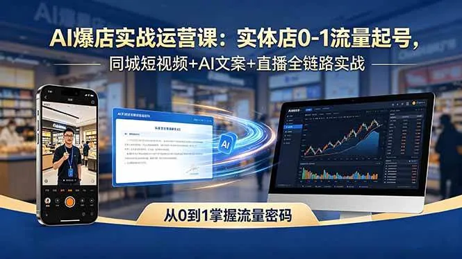 (18451期)AI爆店实战运营课:实体店0-1流量起号,同城短视频+AI文案+直播全链路实战 (18451期)AI爆店实战运营课:实体店0-1流量起号,同城短视频+AI文案+直播全链路实战