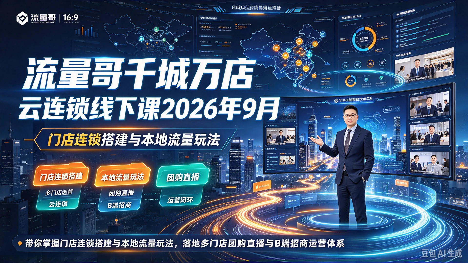 【精】流量哥千城万店云连锁线下课2026年9月,带你掌握门店连锁搭建与本地流量玩法,落地多门店团购直播与B端招商运营体系