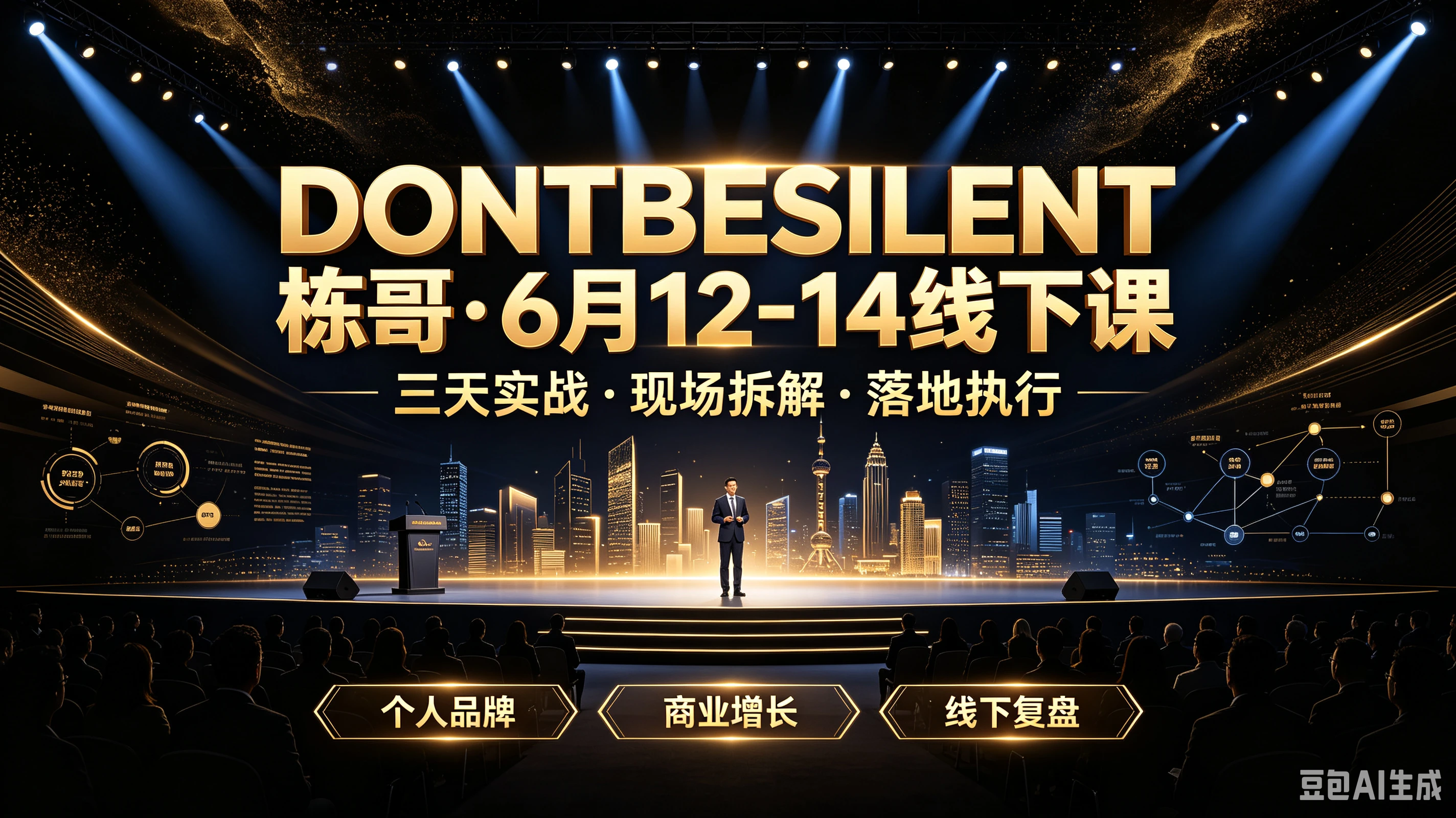 【精】DONTBESILENT栋哥·6月12-14线下课三天实战·现场拆解·落地执行，个人品牌、商业增长、线下复盘