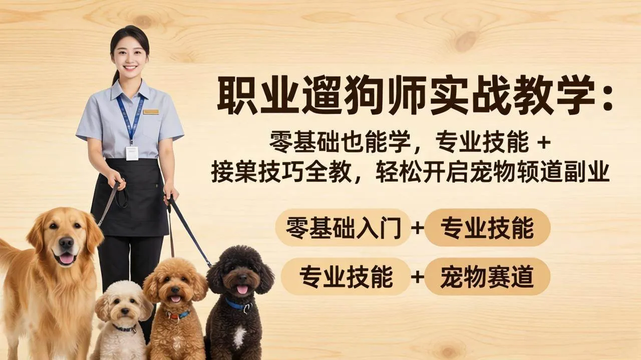 （18115期）职业遛狗师实战教学：零基础也能学，专业技能 + 接单技巧全教，轻松开启宠物赛道副业