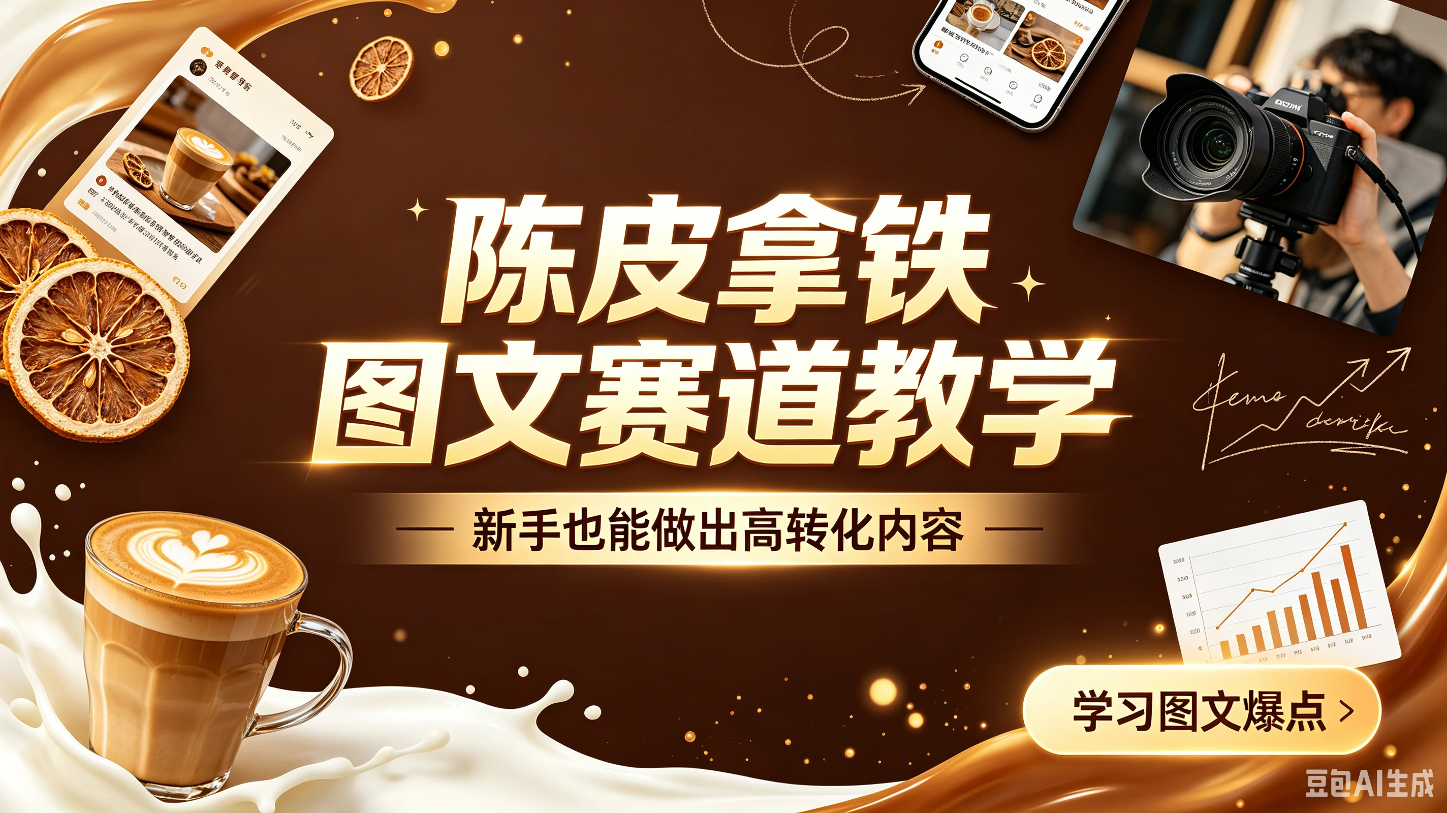 陈皮拿铁图文赛道教学，新手也能做出高转化内容
