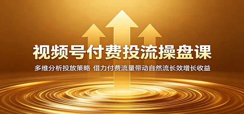 视频号付费投流操盘课:多维分析投放策略,借力付费流量带动自然流长效增长收益